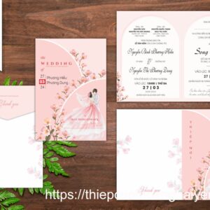 Thiệp cưới giá rẻ HHY-9354 hồng