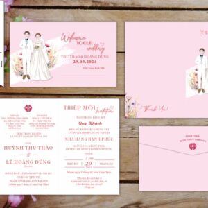 Thiệp cưới đẹp HHY-9360 hồng