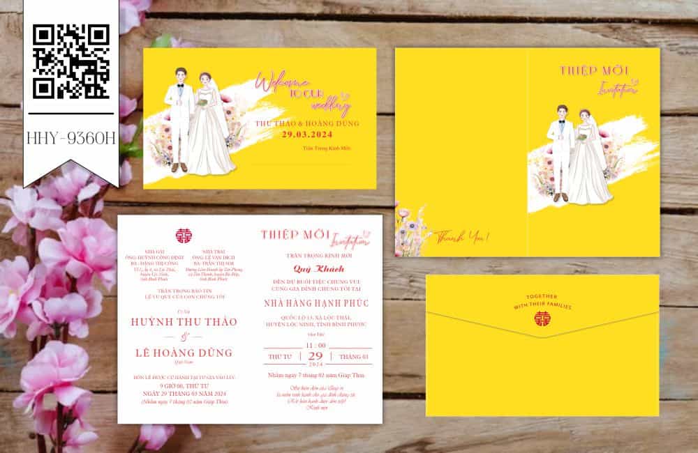 Thiệp cưới đẹp HHY-9360 vàng