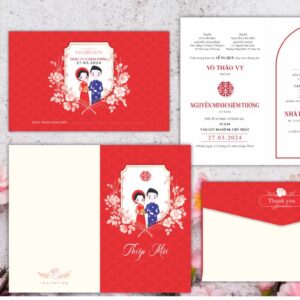 Phôi thiệp cưới màu đỏ HHY-9362