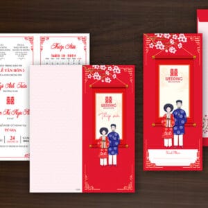 Mẫu thiệp cưới đỏ truyền thống