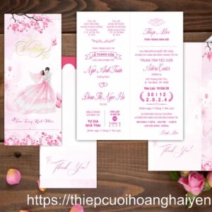 Mẫu thiệp cưới màu hồng