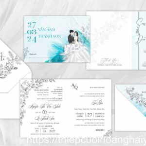 Thiệp cưới giấy thơm ánh kim HHY-9345