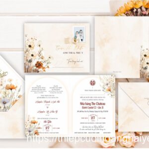 Thiệp cưới giấy thơm ánh kim NC9347AK
