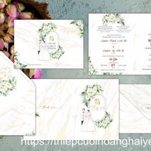 Thiệp cưới giấy thơm ánh kim HHY-9348