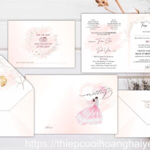 Thiệp cưới giấy thơm ánh kim HHY-9349