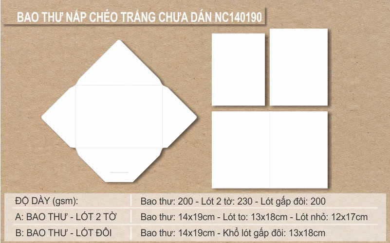 nc14X19chuadan Phôi thiệp trắng NC140190