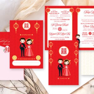 Thiệp cưới đỏ HHY-9256c