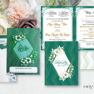 Thiệp cưới sang trọng HHY-9258 xanh