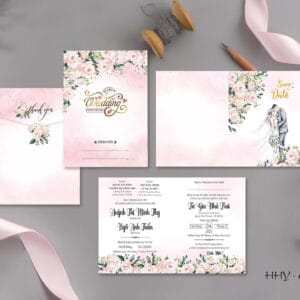 Mẫu thiệp màu hồng HHY-9269