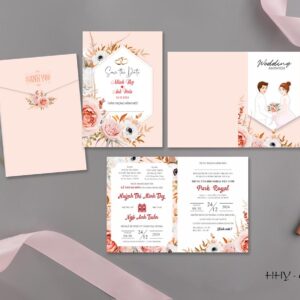 Mẫu thiệp cưới màu hồng HHY-9275