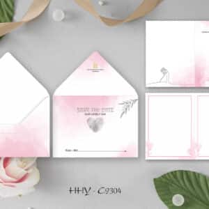 Mẫu thiệp cưới nhà trai màu hồng HHY-9304