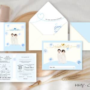 Thiệp cưới màu xanh HHY-9308x