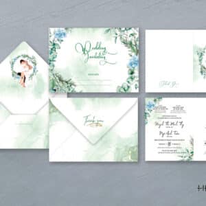 Thiệp cưới màu xanh lá cây HHY-9310
