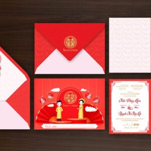 mẫu thiệp cưới màu đỏ