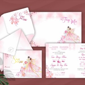 Thiệp cưới cao cấp ép kim 9320 hồng